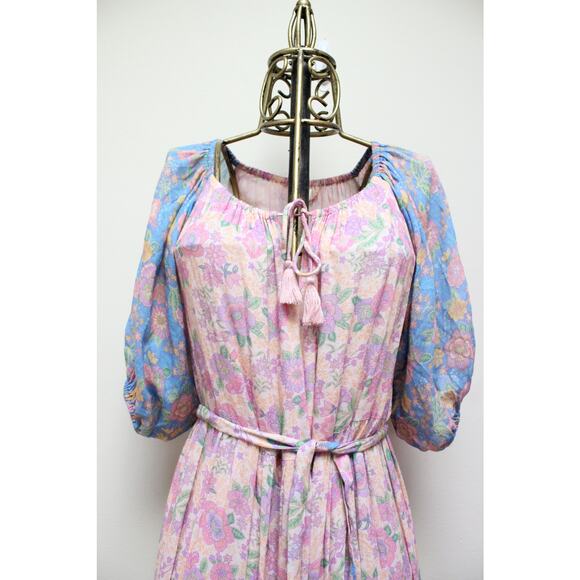 Spell & The Gypsy Juniper Rae Colorblock Floral Tiered Maxi Dress Gown Small - Picture 3 of 7